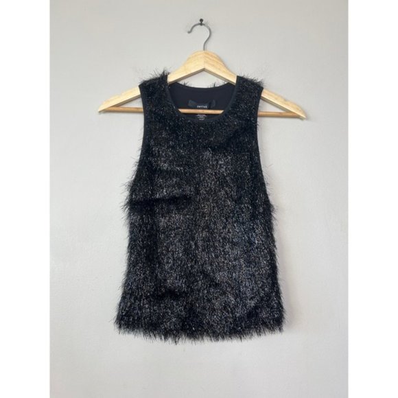 NWT Smythe Tinsel Sleeveless Crop Black Crewneck Blouse Top - Picture 2 of 7